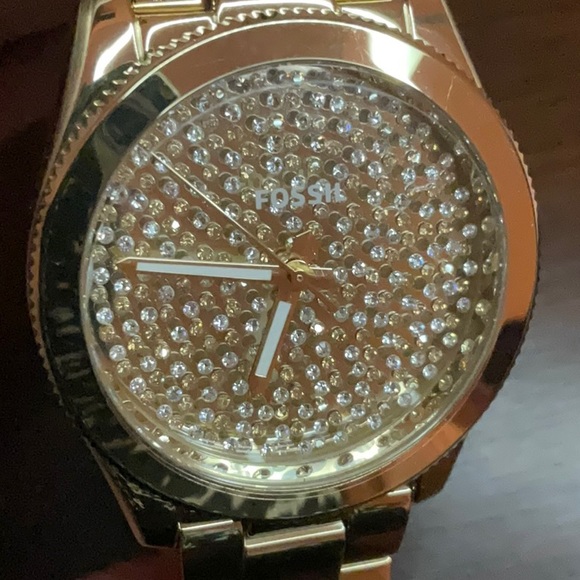 Unisex Gold Fossil Watch with Silver and Gold Bling Watch Face - Picture 7 of 9